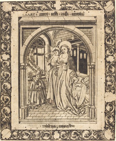 De Madonna en Kind met de Abt Ludwig von Churchwalden door Wolfgang The Goldsmith after Master E.S.
