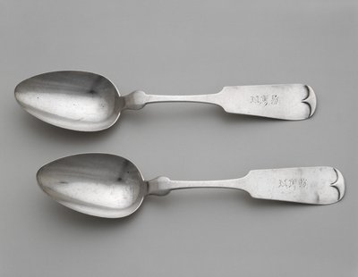 Dessertlepels, ca. 1860-1870 door Wood and Hughes