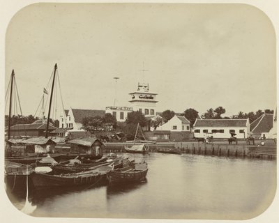 De Uitkijk aan het Havenkanaal te Batavia door Woodbury and Page