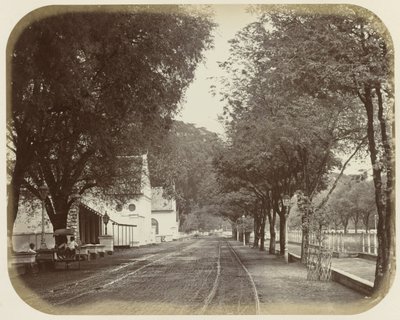Gezicht te Rijswijk in Batavia door Woodbury and Page