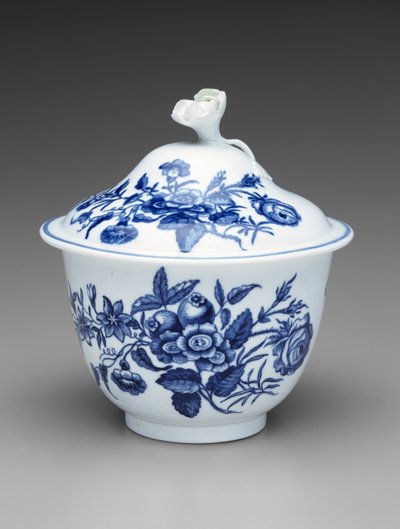 Gedekte Suikerpot, ca. 1760-1780 door Worcester Porcelain Manufactory