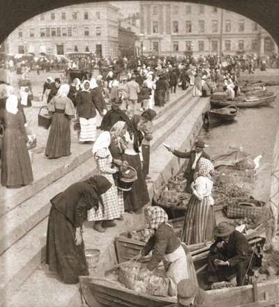 Marktboten, Helsingfors, Finland, 1898 door Works and Sun Sculpture Studios