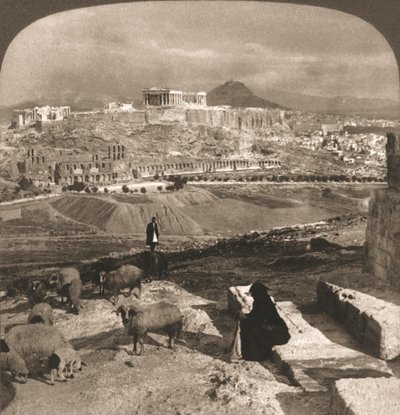 De Akropolis, Athene, Griekenland, 1902 door Works and Sun Sculpture Studios