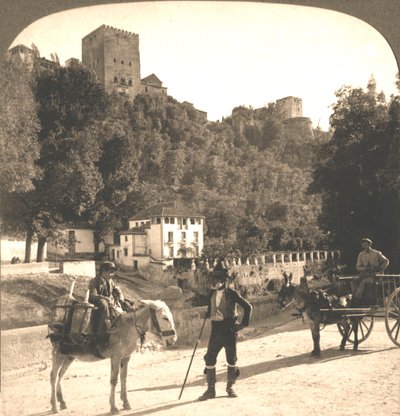 Muren en Torens van het Alhambra, Granada, Spanje, 1896 door Works and Sun Sculpture Studios