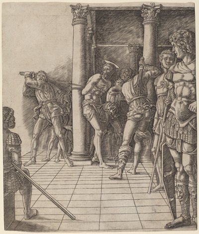 Geseling van Christus, met de Vloer door Workshop of Andrea Mantegna