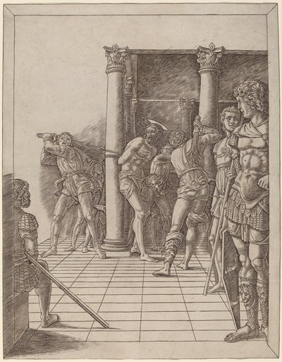 Geseling van Christus, met de Vloer door Workshop of Andrea Mantegna