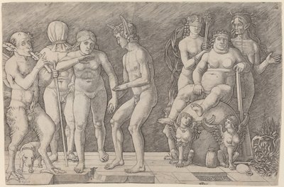 Virtus Combusta: Een allegorie van deugd door Workshop of Andrea Mantegna