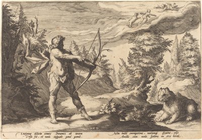 Arcas bereidt zich voor om zijn moeder te doden door Workshop of Hendrick Goltzius, after Hendrick Goltzius