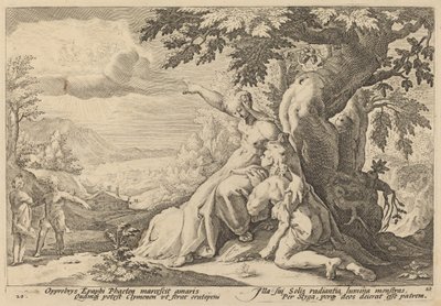 Clymene die Phaeton aanspoort om Helios te vinden door Workshop of Hendrick Goltzius, after Hendrick Goltzius
