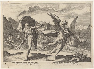 Coronis Veranderd in een Kraai door Workshop of Hendrick Goltzius, after Hendrick Goltzius