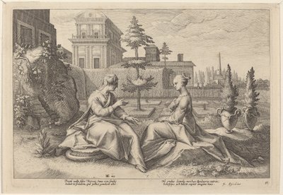 Juno in de Vorm van Beroe, Waarschuwt Semele door Workshop of Hendrick Goltzius, after Hendrick Goltzius