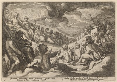 Jupiter Overlegt met de Goden over de Vernietiging van het Universum door Workshop of Hendrick Goltzius, after Hendrick Goltzius