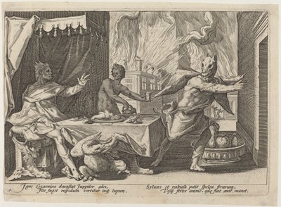 Lycaon Veranderd in een Wolf door Workshop of Hendrick Goltzius, after Hendrick Goltzius