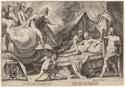 Mars en Venus Verrast door Workshop of Hendrick Goltzius, after Hendrick Goltzius