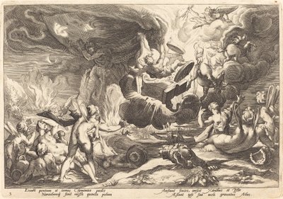 De Val van Phaeton door Workshop of Hendrick Goltzius, after Hendrick Goltzius