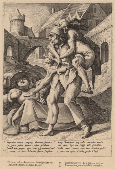 Armoede is gemakkelijker te verdragen dan Luxe door Workshop of Hendrick Goltzius, after Karel van Mander I