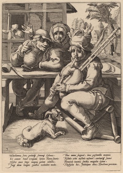 De Doedelzak Moet Gevuld Worden door Workshop of Hendrick Goltzius, after Karel van Mander I