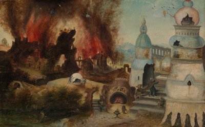 De verzoeking van Sint-Antonius, ca. 1550-1560 door Workshop of Herri met de Bles