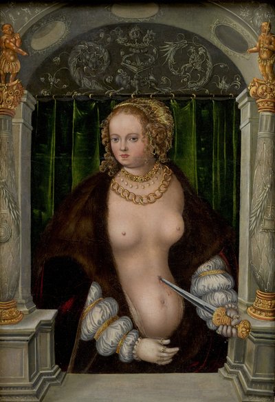 De zelfmoord van Lucretia door workshop of Lucas Cranach the Elder