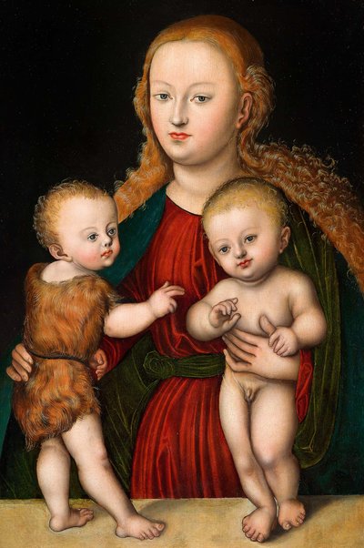 Duits: Madonna en Kind met Johannes de Doper Maagd en Kind met Johannes door workshop of Lucas Cranach the Elder