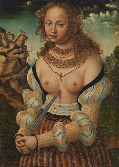 Duits: Selbstmord der Lucretia Zelfmoord van Lucretia door workshop of Lucas Cranach the Elder