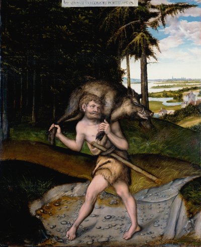 Hercules en het Erimanthische Zwijn door workshop of Lucas Cranach the Elder