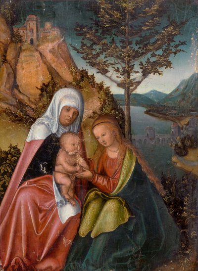 De maagd en het kind met de heilige Ann door workshop of Lucas Cranach the Elder