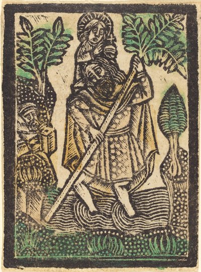 Heilige Christoffel door Workshop of Master of the Aachen Madonna