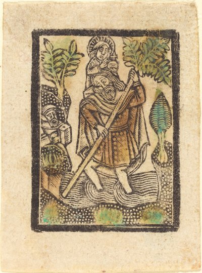 Heilige Christoffel door Workshop of Master of the Aachen Madonna