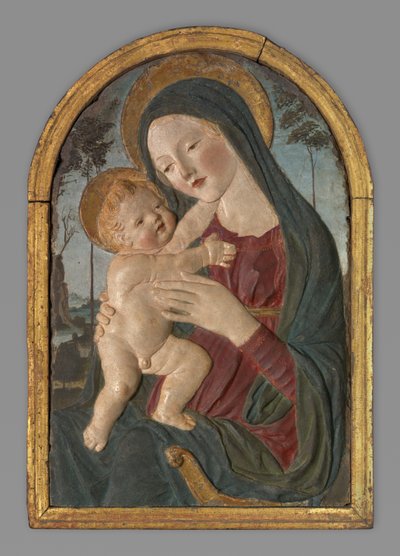 Madonna met kind door Workshop of Neroccio de