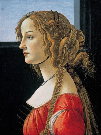 Profielportret van een jonge vrouw, waarschijnlijk Simonetta door Workshop of Sandro Botticelli