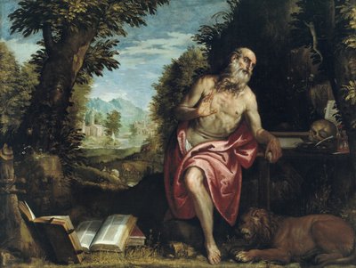 Sint Hiëronymus in de Wildernis door Workshop of Veronese