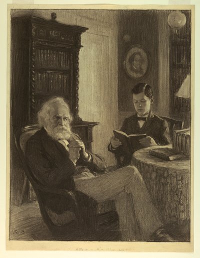 Longfellow in zijn studeerkamer door Worth Brehm