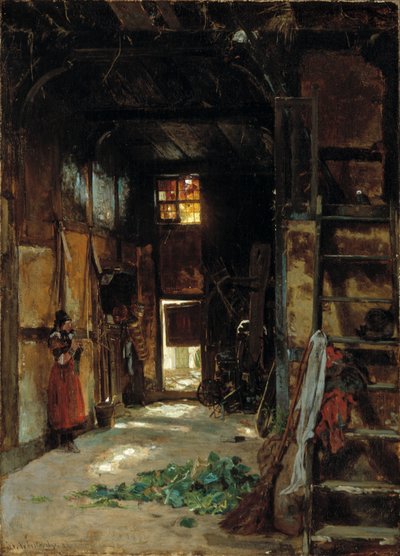 Interieur van een Westfaalse cottage, 1852 door Worthington Whittredge