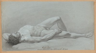 Op de rug liggend mannelijk naakt door Wouter Johannes van Troostwijk