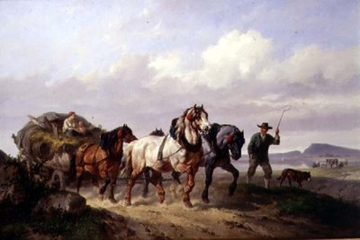 Een span trekpaarden door Wouterus Verschuur