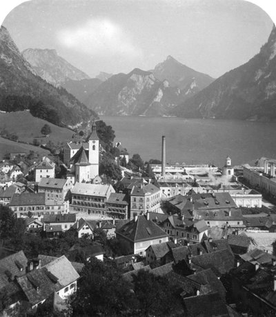 Ebensee en het Traunmeer, Salzkammergut, Oostenrijk door Wurthle and Sons