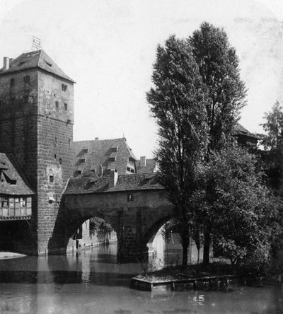 Henkersteg De Beulensbrug, Neurenberg, Beieren, Duitsland, ca. 1900s door Wurthle and Sons