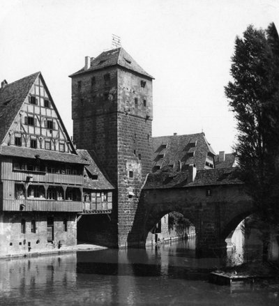 Henkersteg De Beulbrug, Neurenberg, Beieren, Duitsland, ca. 1900s door Wurthle and Sons