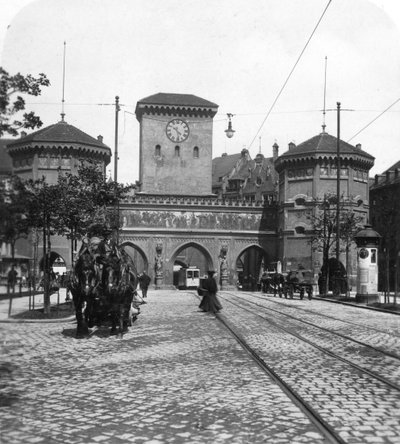 Isartor Isarpoort, München, Duitsland, ca. 1900s door Wurthle and Sons