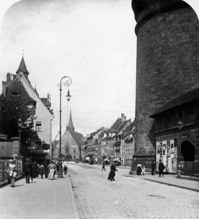 Stratenkaart, Neurenberg, Beieren, Duitsland, ca. 1900s door Wurthle and Sons