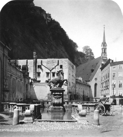 De Pferdeschwemme paardenbron, Salzburg, Oostenrijk, ca. 1900s door Wurthle and Sons