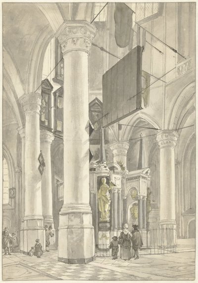 Gezicht in de Nieuwe kerk te Delft, met het grafmonument van Willem van Oranje door Wybrand Hendriks