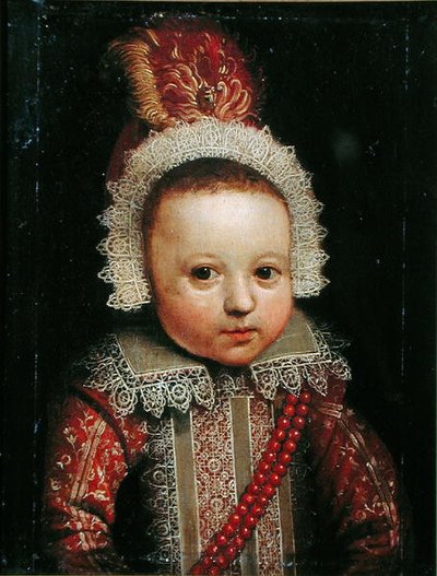 Portret van een baby door Wybrand Simonsz. de Geest