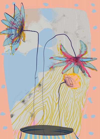 Abstracte pastelkleurige bloemen door XHOZUCAN