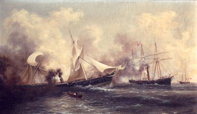 U.S.S. Kearsarge zinkt de Alabama door Xanthus Russell Smith