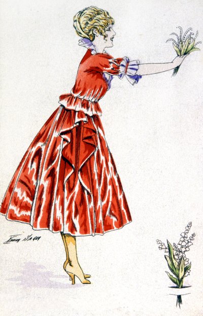 De lelietje-van-dalen voor geluk, ca. 1930 (ansichtkaart) door Xavier Sager
