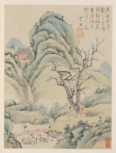 Album van Seizoenslandschappen, Blad A vorige blad 4, 1668 door Xiao Yuncong