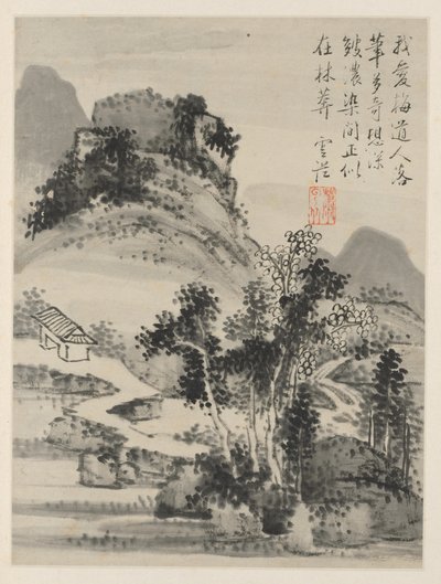 Album van Seizoenslandschappen, Blad D vorig blad 2, 1668 door Xiao Yuncong