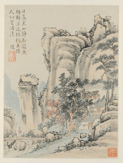 Album van seizoenslandschappen, Blad E vorig blad 3, 1668 door Xiao Yuncong